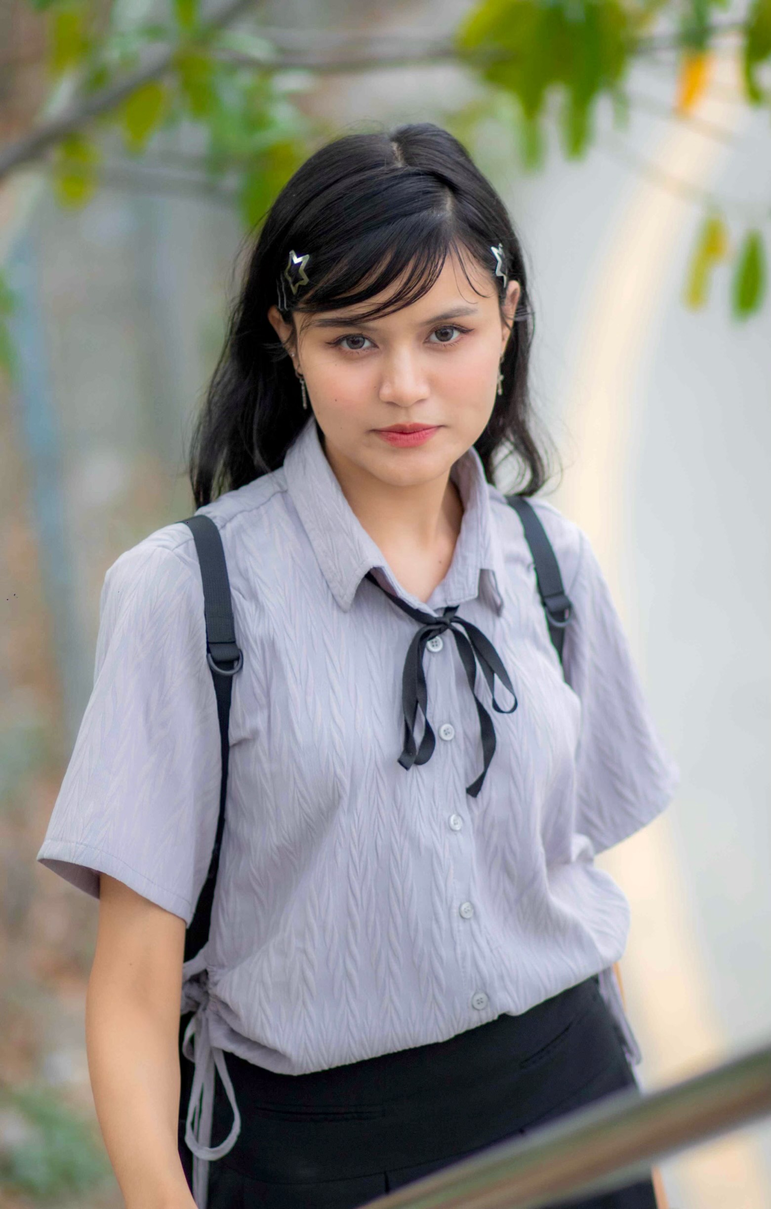Puffy Leaf Textured Grey Shirt